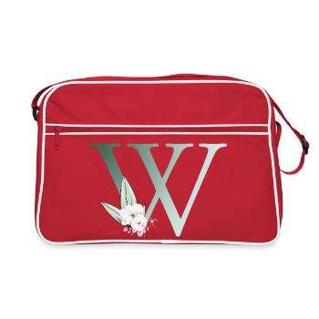 W Monogramme, Floral, Personnalisable - Sac Retro - rouge/blanc - Devant