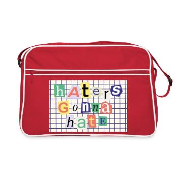 Haters Gonna Hate - Déclaration de style de collage - Sac Retro - rouge/blanc - Devant