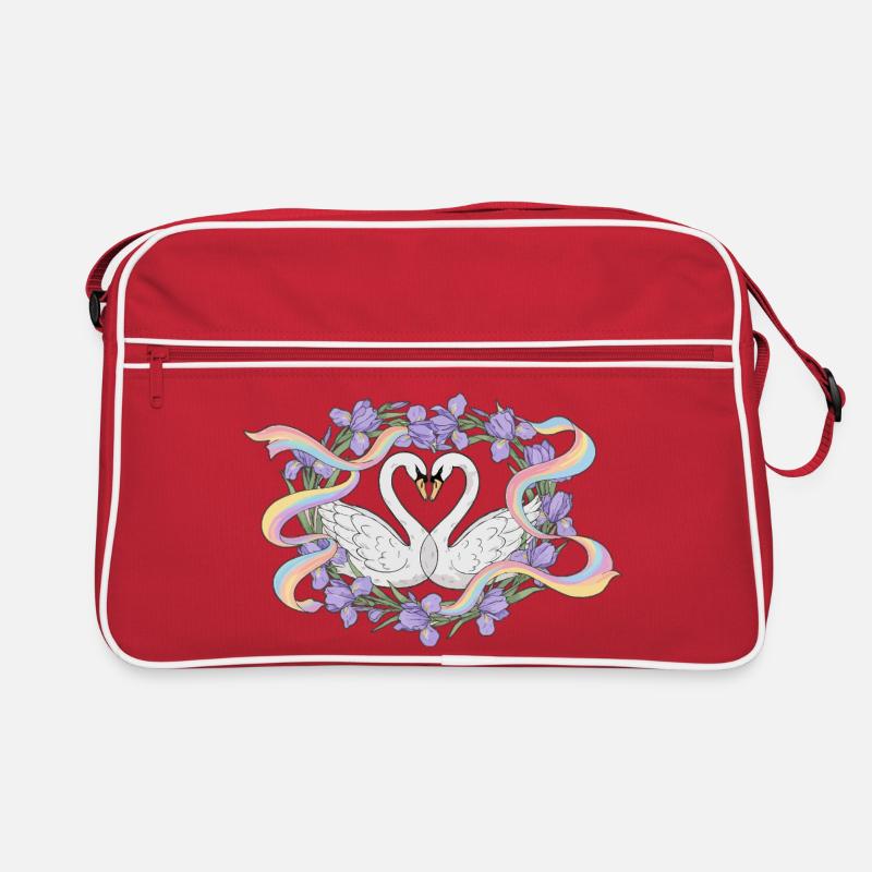 Swans love rainbow Retro Bag