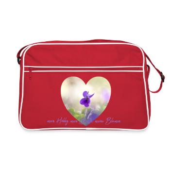 Fleur coeur violettes en pastel lumière jardin fleurs - Sac Retro - rouge/blanc - Devant