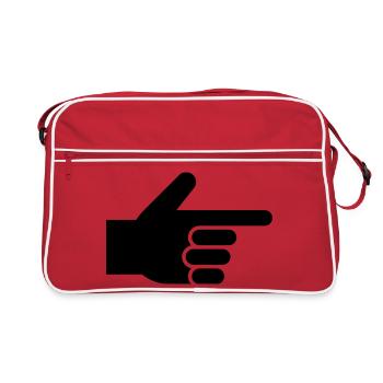 Hand, Zeigefinger, Zeiger - Retro Tasche - Rot/Weiß - Vorne
