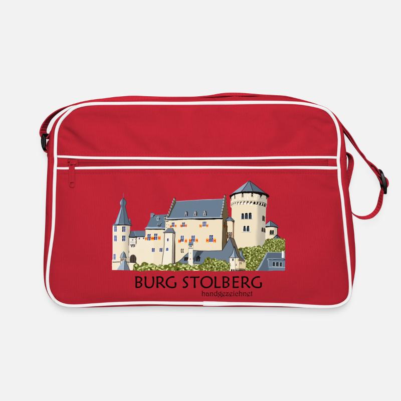 Château de Stolberg, Eifel, dessin à la main au Moyen Âge Sac Retro