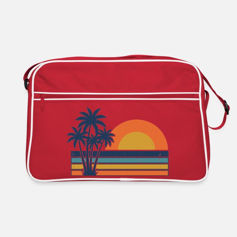 Retro Sonnenuntergangs-Palmen Sommerstrand Retro Tasche