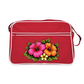 Fleurs tropicales d’hibiscus - Sac Retro - rouge/blanc - Devant
