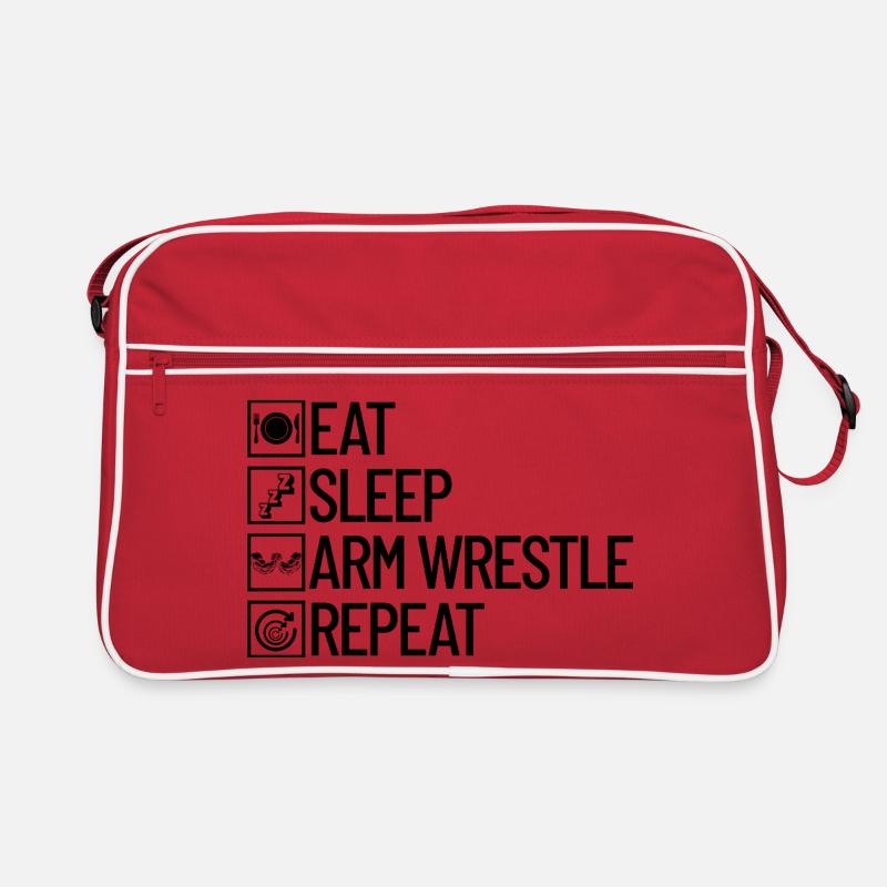 Manger, dormir, faire du bras de fer, répéter, bras de fer Sac Retro