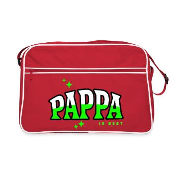 Papa ist das beste Neonlicht - Retro Tasche - Rot/Weiß - Vorne