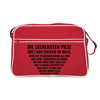 Pilze sammeln – Ganz einfach, theoretisch - Retro Tasche - Rot/Weiß - Vorne