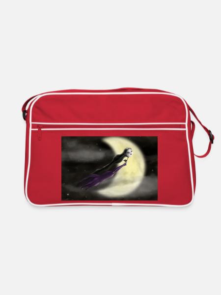 Mondflug: Himmlischer Schatten - Retro Tasche - Rot/Weiß