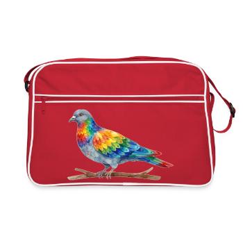Regenbogenvogel - Retro Tasche - Rot/Weiß - Vorne