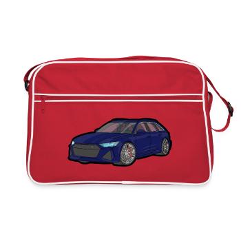 Midnight Blue Sports Car Silhouette - Retro Bag - red/white - Front