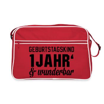 Geburtstagskind 1 wunderbar - Retro Tasche - Rot/Weiß - Vorne