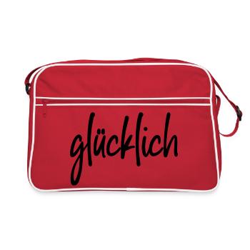 glücklich - Retro Tasche - Rot/Weiß - Vorne