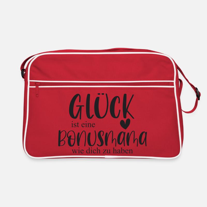 Bonusmama Muttertag Geschenk Mama Glück - Retro Tasche - Rot/Weiß
