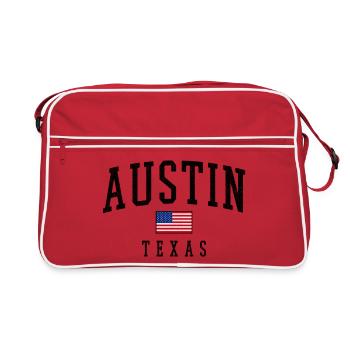 Austin, Texas, motif du drapeau des États-Unis - Sac Retro - rouge/blanc - Devant