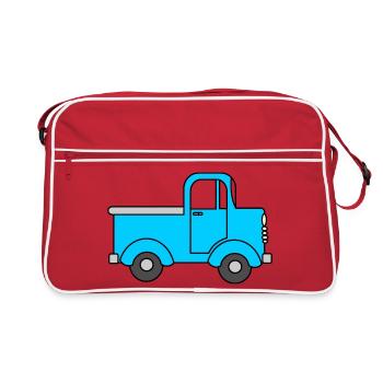 Fröhlicher LKW blau, Spielzeugauto wie lo - Retro Tasche - Rot/Weiß - Vorne