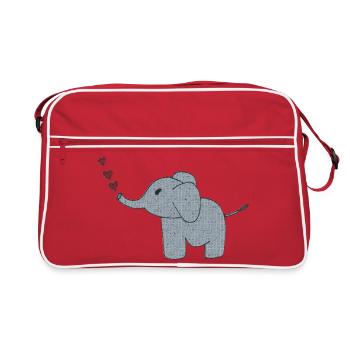 Tissu éléphant avec cœurs - Sac Retro - rouge/blanc - Devant