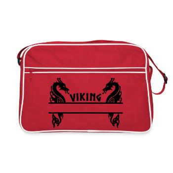 Bannière Viking à deux dragons - Sac Retro - rouge/blanc - Devant