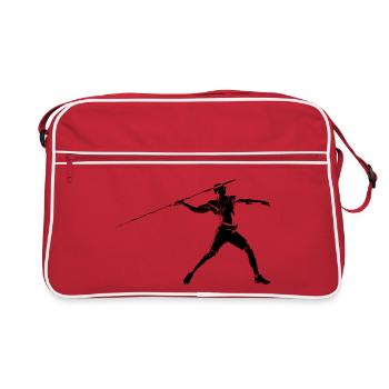 Silhouette du lanceur de javelot – Design sportif - Sac Retro - rouge/blanc - Devant