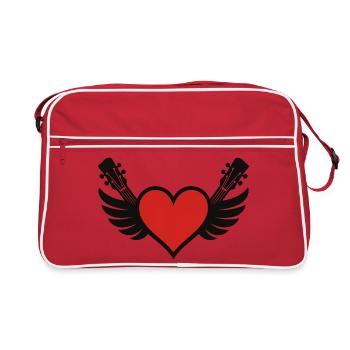 Coeur avec piano à queue et guitares - Sac Retro - rouge/blanc - Devant