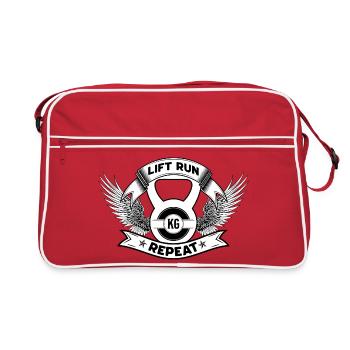 Lift Run Repeat – Kettlebell Wings Tee - Retro Tasche - Rot/Weiß - Vorne