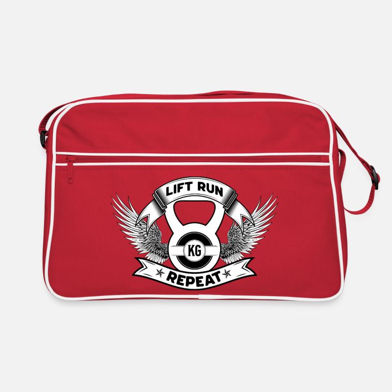 Répétition de la course d’ascenseur – Kettlebell Wings Tee - Sac Retro - rouge/blanc