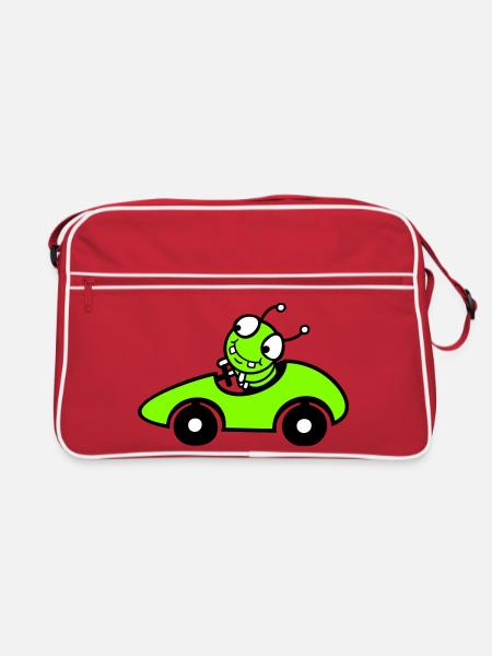 Caterpillar Worm Racing Car Racing Car Fast Driving Sports - Retro Bag - red/white - Front