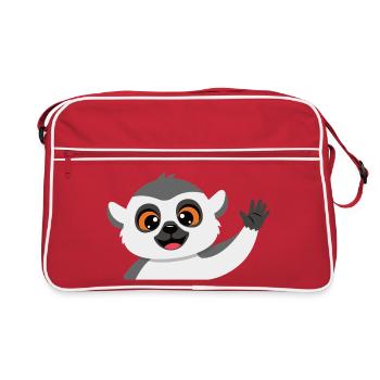 Winkender Lemur Freund - Retro Tasche - Rot/Weiß - Vorne