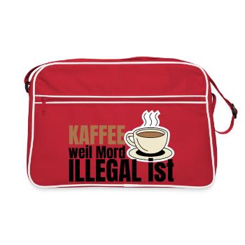 Kaffee weil Mord illegal ist – Fun Spruch - Retro Tasche - Rot/Weiß - Vorne