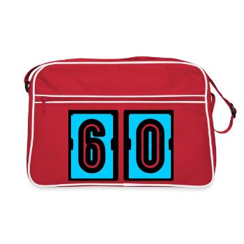 60. 60 YEARS. 60th ANNIVERSARY. 60TH BIRTHDAY. - Retro Bag - red/white - Front