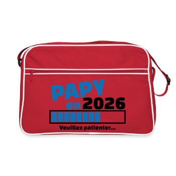 papy en 2026 - futur papy - bientôt papy - Sac Retro - rouge/blanc - Devant
