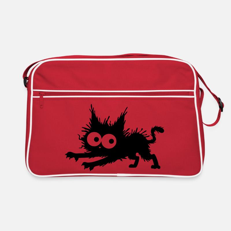 Gestresste schwarze Katze - Stress, Angst, Schreck Retro Tasche
