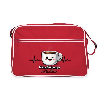 My Blood Type Arabica Coffee Drinker Saying - Retro Bag - red/white - Front