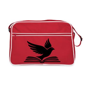  Buch Vogel Silhouette Schwarz - Retro Tasche - Rot/Weiß - Vorne