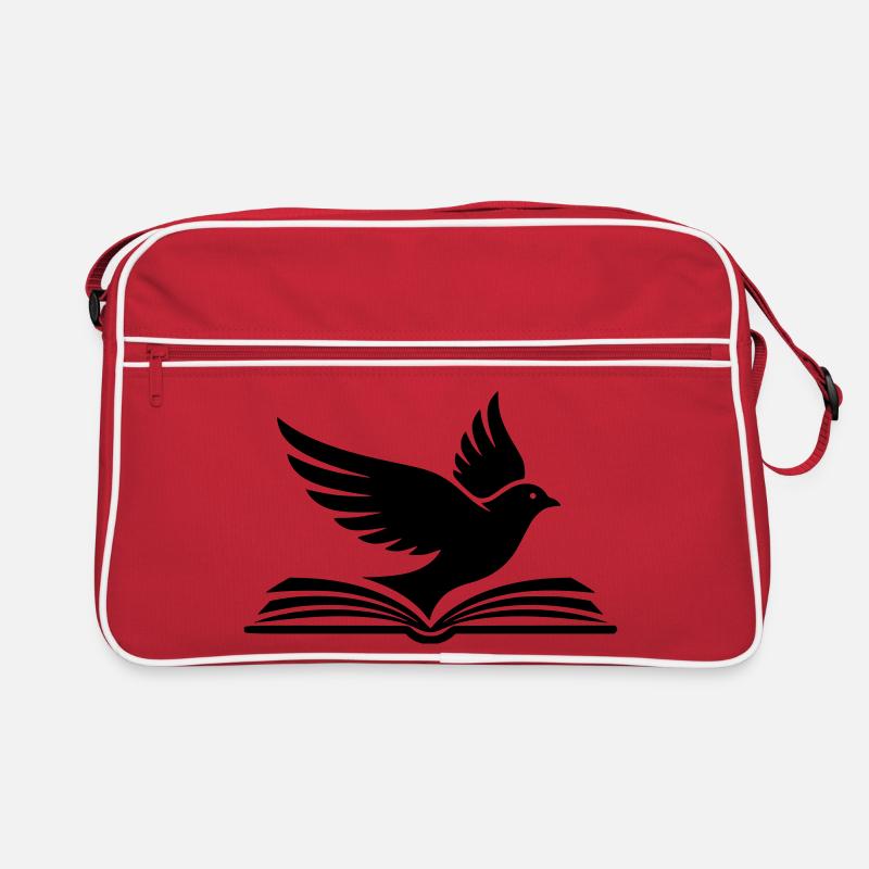  Buch Vogel Silhouette Schwarz Retro Tasche