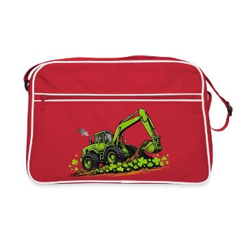  St Patricks Day Excavator Digger Construction - Retro Bag - red/white - Front