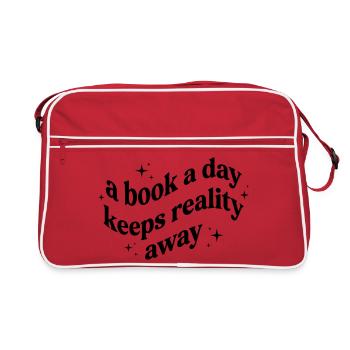 Retro Book A Day Keeps Reality Away Bookworm Quote - Retro Bag - red/white - Front