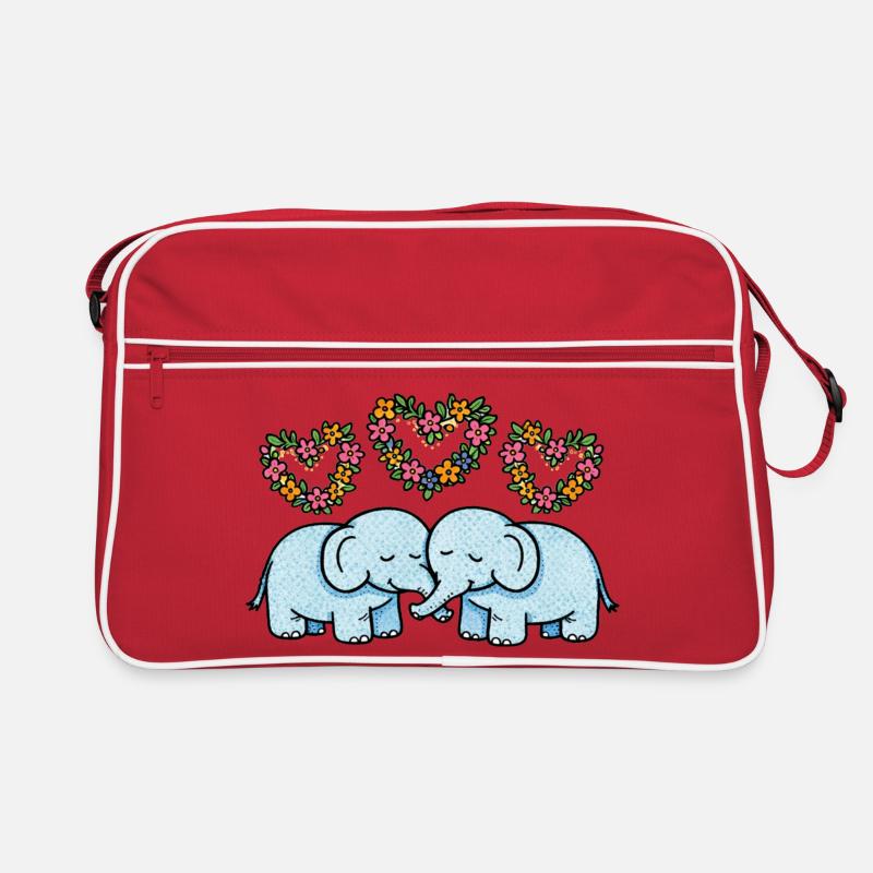 Duo Éléphant Cœurs Floraux Sac Retro