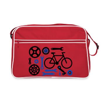 Ensemble de pièces d’outils pour vélo cool - Sac Retro - rouge/blanc - Devant