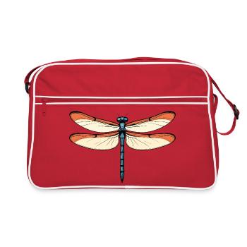 Libellule bleu-orangée - Sac Retro - rouge/blanc - Devant