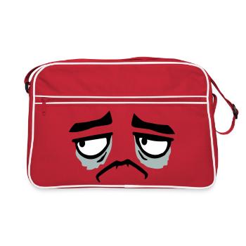 Mürrisches Trauriges Enttäuschtes Gesicht Lustig - Sac Retro - rouge/blanc - Devant