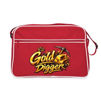 Gold Digger Glanzmotiv - Retro Tasche - Rot/Weiß - Vorne