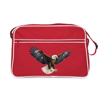 Eagle Flight Force in Flight Pose Bird Eagle Bird - Retro Bag - red/white - Front