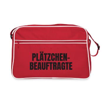 Plätzchen-Beauftragte – offiziell ernannt - Retro Tasche - Rot/Weiß - Vorne
