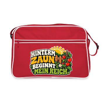 Hinterm Zaun beginnt mein Reich - Retro Tasche - Rot/Weiß - Vorne