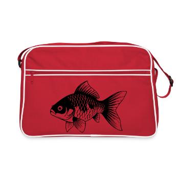 Süßer Goldfisch Comic Haustier Aquarium Geschenk - Retro Tasche - Rot/Weiß - Vorne