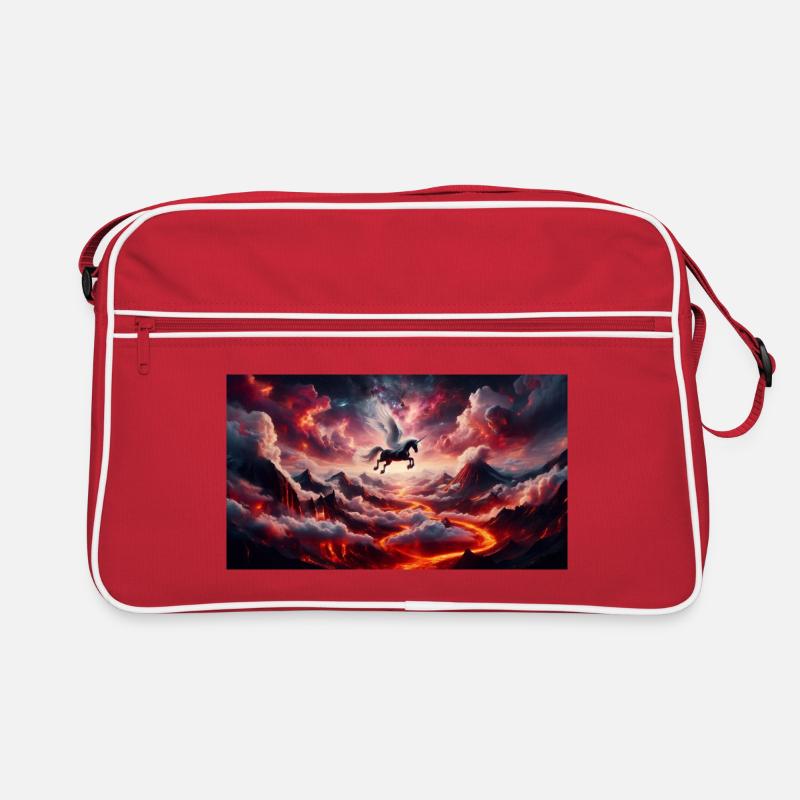 Cavalier ailé sur volcan Sac Retro