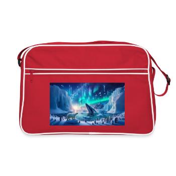 Polar Auroras and Whale - Retro Bag - red/white - Front