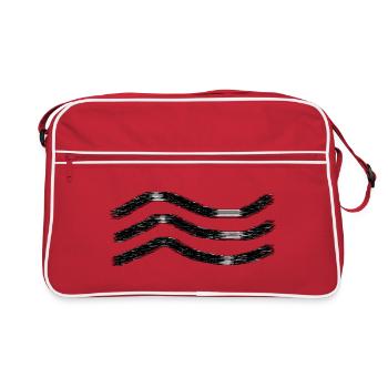 Black and white wavy line - Retro Bag - red/white - Front