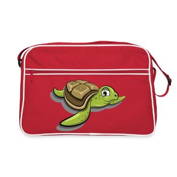 tortue mignonne bande dessinée animaux de la mer icône de dessin animé - Sac Retro - rouge/blanc - Devant