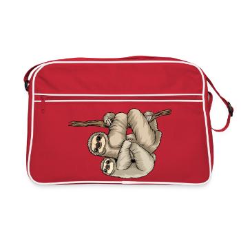 T-shirt d’amour Paresseux Maman Paresseux - Sac Retro - rouge/blanc - Devant